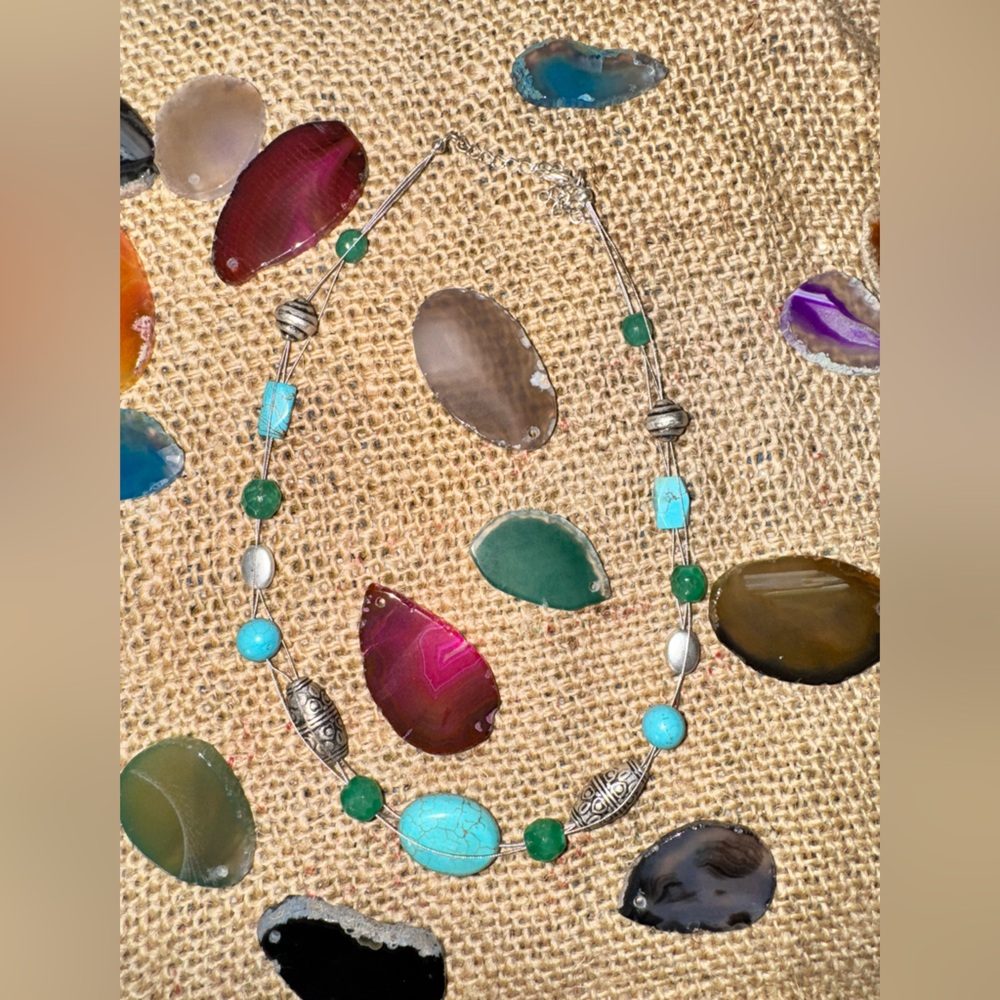 Beautiful Lia Sophia Blue Beaded Necklace